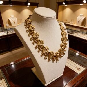 Vintage Anne Klein Gold Lion Link Necklace - RARE